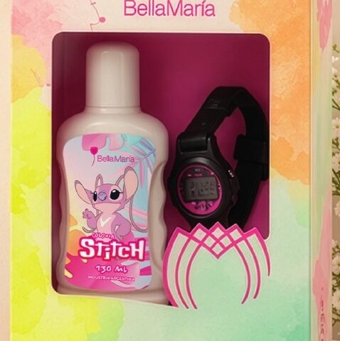 Set Stitch Niña · Colonia 130 ml + reloj digital LED infantil